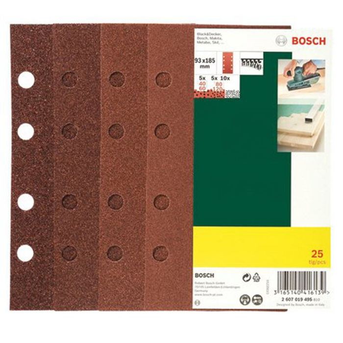Feuilles Abrasives Pour Ponceuse Bosch 25 Pieces 8 Trous Auto Agrippant