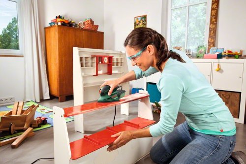 Ponceuse Multi Bosch Psm 100 A Livree Dans Un Coffret En Plastique Avec 3 Feuilles Abrasives G80 G120 Et G160