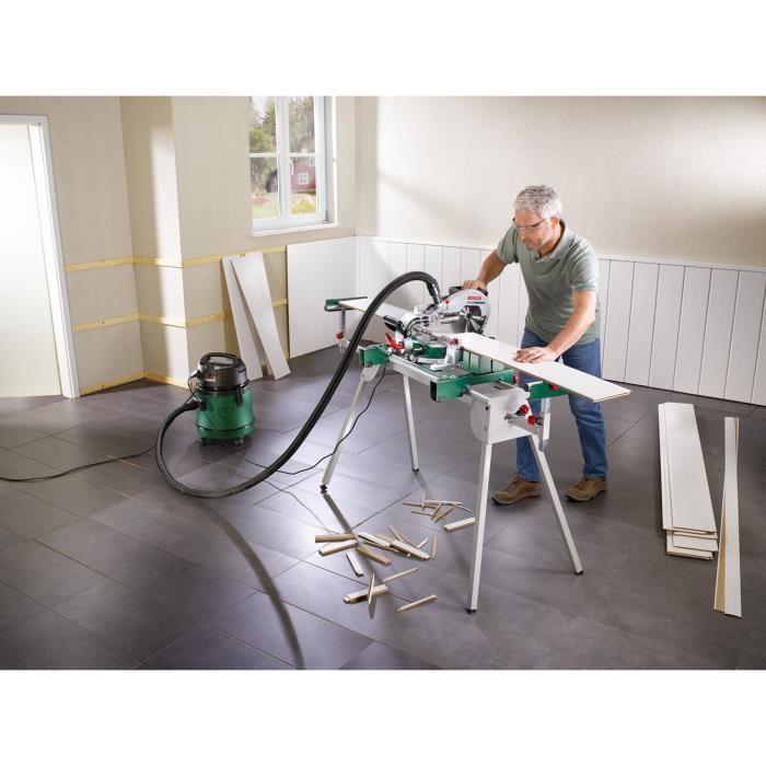 Scie A Onglet Radiale Bosch Pcm 8s Livree Avec 1 Support Pince 1 Lame Optiline Wood 1 Sac A Poussieres Et 4 Rallonges