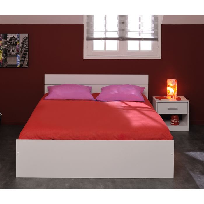 Boston Lit Adulte Contemporain Decor Blanc L 140 X L 190 Cm