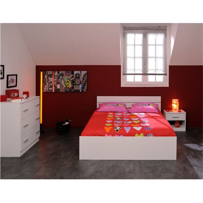 Boston Lit Adulte Contemporain Decor Blanc L 140 X L 190 Cm