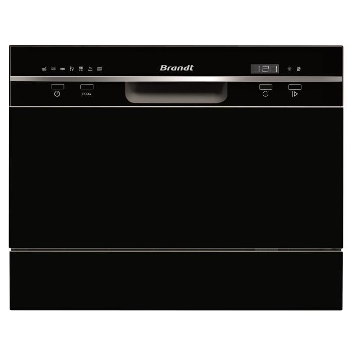 Lave Vaisselle Compact Pose Libre Brandt Dfc6519b Induction 6 Couverts L55cm 49db Noir