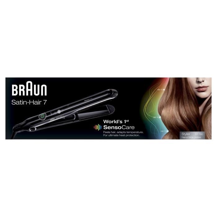 Braun Satin Hair 7 Sensocare Fer A Lisser En Ceramique Noir, Technologie Sensor Pour Des Resultats Epoustouflants, St780