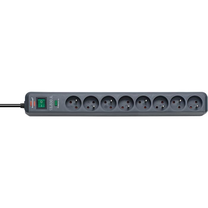 Brennenstuhl Multiprise Eco-line Anthracite - 8 Prises - Avec Parafoudre Et 1 4m De Cable (13.500a)