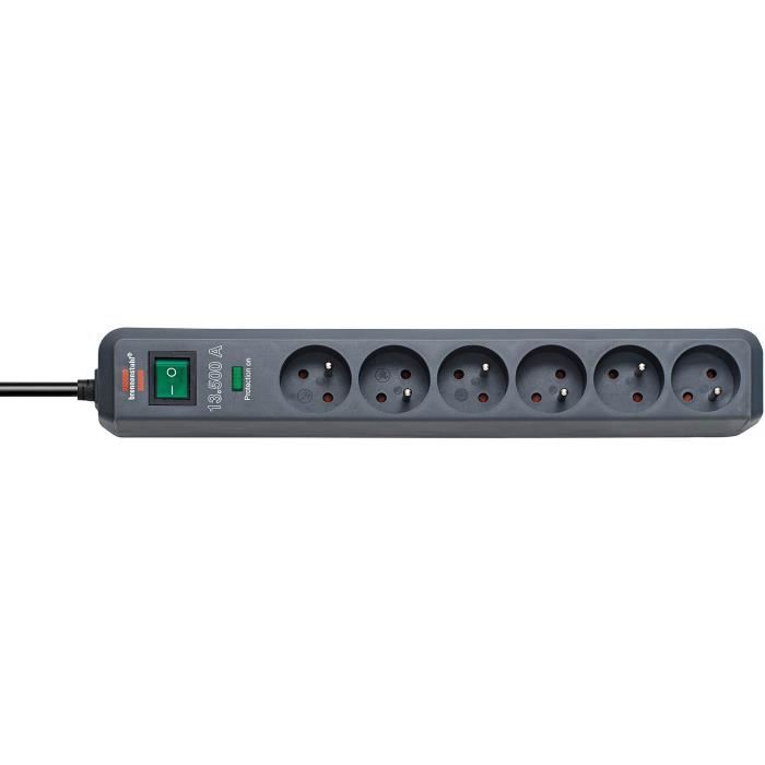 Brennenstuhl Multiprise Eco Line Anthracite 6 Prises Avec Parafoudre Et 1 4m De Cable 13500a