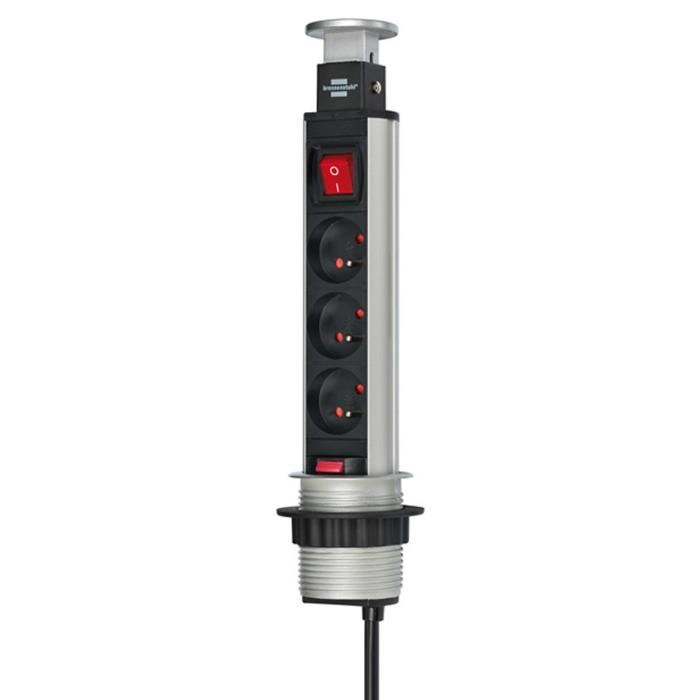 Brennenstuhl Multiprise Tower Power Encastrable 3 Prises Avec 2m De Cable