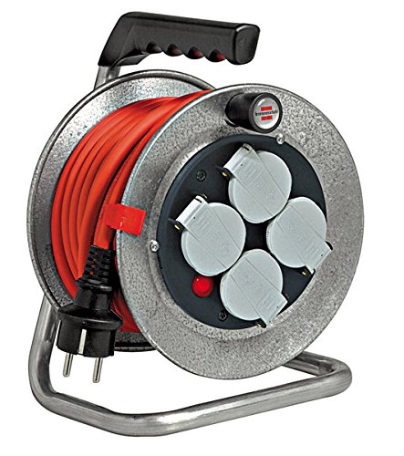 Enrouleur De Cable Silver Baby 10m - Brennenstuhl - Pratique Et Facilement Transportable - Rouge/argent