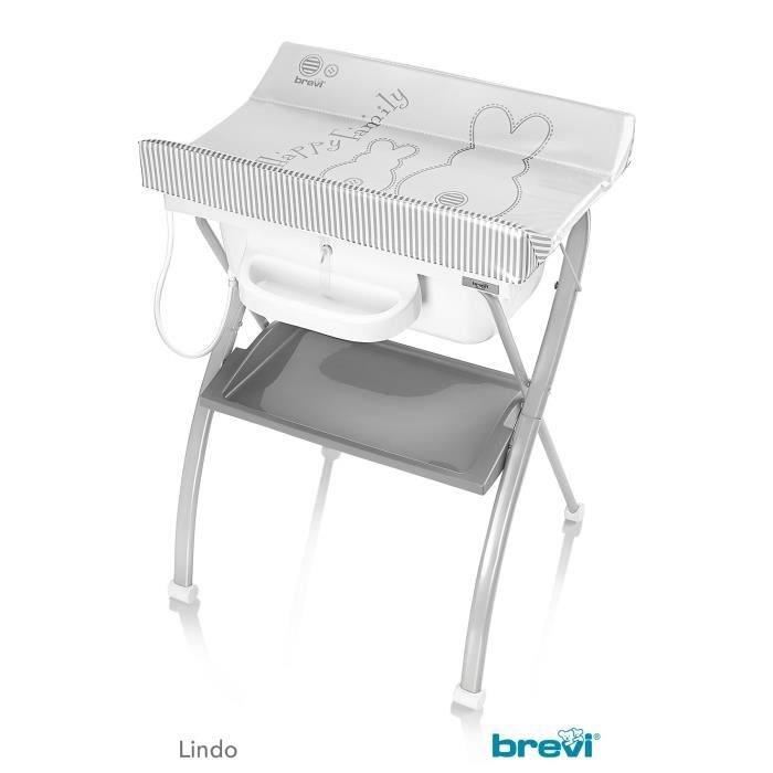 Brevi Table A Langer Lindo Avec Baignoire Anatomique Motif Lapinou Perle