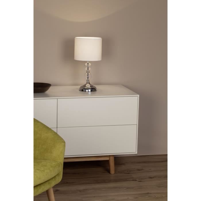 Lampe De Table Brilliant Rom Chrome, Blanc, 1 Lumiere - - Interieur - Rom - Delai De Livraison Moyen: 4 A 8 Jours Ouvres. Port Gratuit France Metropolitaine Et Belgique Des 100 ?.