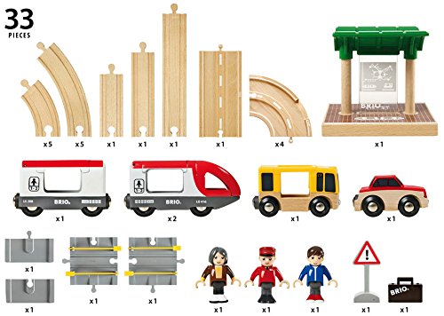 Brio World Circuit Correspondance Train / Bus - Coffret 33 Pieces - Circuit De Train En Bois - Ravensburger - Des 3 Ans - 33209