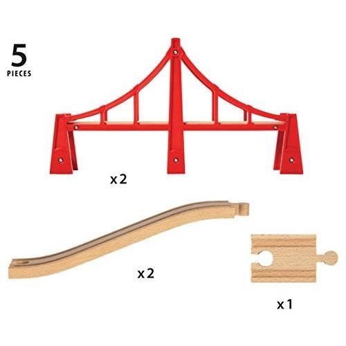 Pont Suspendu Double Brio 33683 Pour Circuit De Train En Bois - 113cm - Mixte - A Partir De 3 Ans