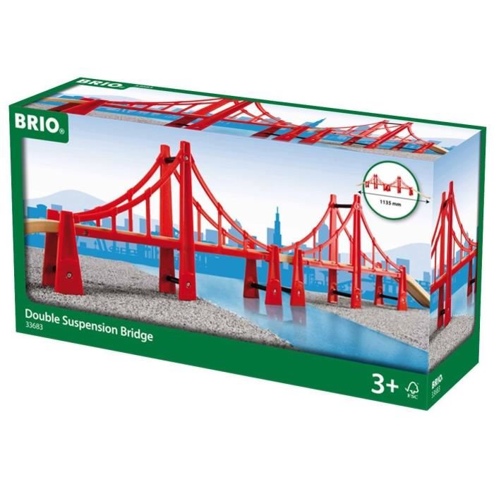 Pont Suspendu Double Brio 33683 Pour Circuit De Train En Bois - 113cm - Mixte - A Partir De 3 Ans