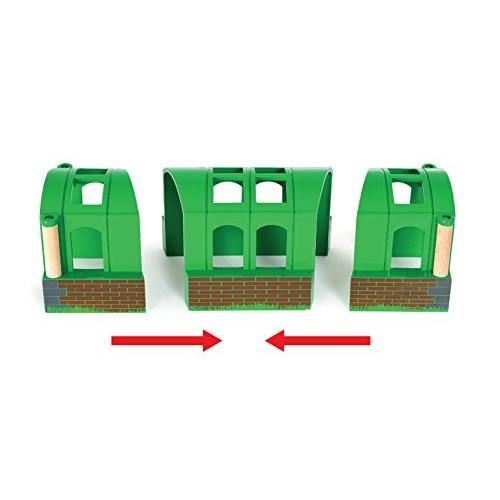 Brio - 33709 - Tunnel Modulable - 2 Possibilites : Tout Droit Ou Courbe - Accessoire Circuit De Train En Bois - A Partir De 3 Ans