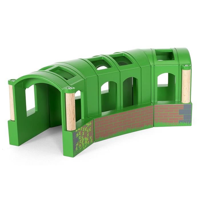 Brio - 33709 - Tunnel Modulable - 2 Possibilites : Tout Droit Ou Courbe - Accessoire Circuit De Train En Bois - A Partir De 3 Ans