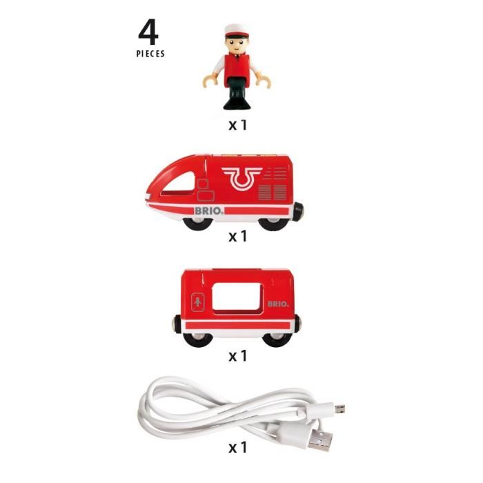 Brio World Train De Voyageur Rechargeable Cable Usb Accessoire Circuit De Train En Bois Ravensburger Mixte Des 3 Ans 33746