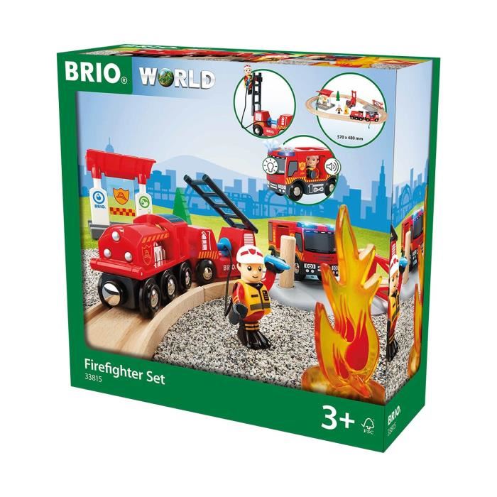 Brio World Circuit Action Pompier  - Coffret Complet 18 Pieces - Circuit De Train En Bois - Ravensburger - Mixte Des 3 Ans - 33815