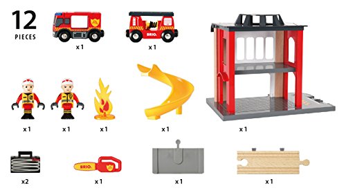 Brio - Caserne De Pompiers En Bois Avec Accessoires Et Vehicules De Pompiers Pour Enfants A Partir De 3 Ans