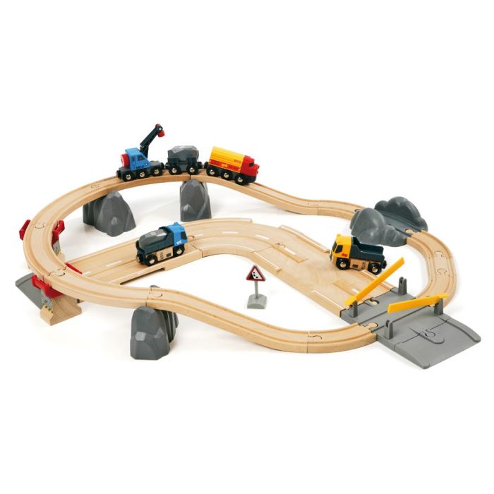 Circuit Rail Route Transport De Roches Brio Coffret 33 Pieces Train En Bois Ravensburger Des 3 Ans