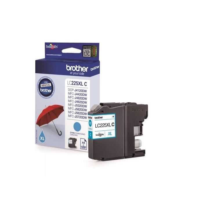 Brother D39origine Brother Mfc J 5600 Series Cartouche D39encre Lc 225 Xl C Cyan 1 200 Pages 131 Centimes Par Page Contenu 11 Ml
