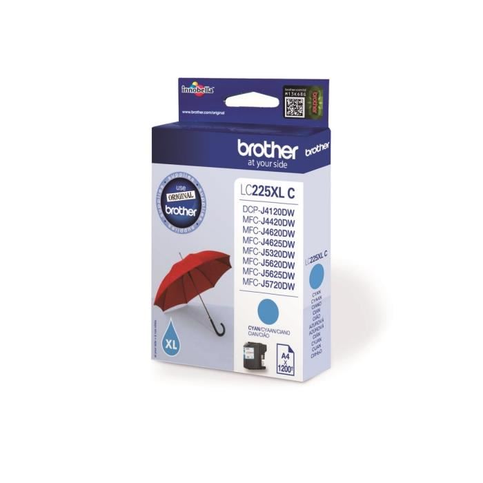 Brother D39origine Brother Mfc J 5600 Series Cartouche D39encre Lc 225 Xl C Cyan 1 200 Pages 131 Centimes Par Page Contenu 11 Ml