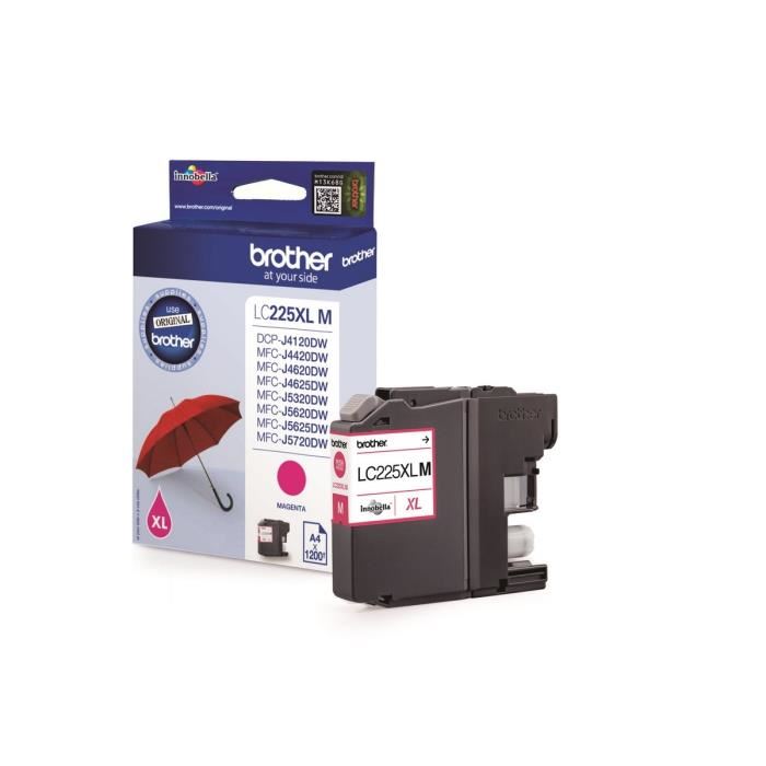 Brother D'origine Brother Lc-225 Xl M Cartouche D'encre Magenta, 1 200 Pages, 1,31 Centimes Par Page, Contenu: 11 Ml