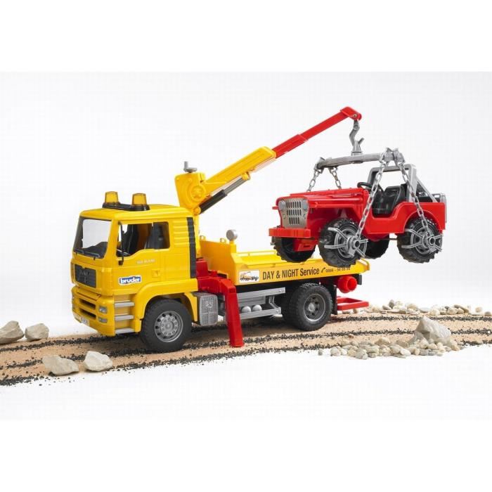 Bruder 2750 Camion Depannage Man Portique Et Jeep Echelle 116eme 495 Cm