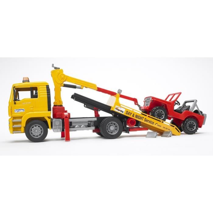 Bruder 2750 Camion Depannage Man Portique Et Jeep Echelle 116eme 495 Cm