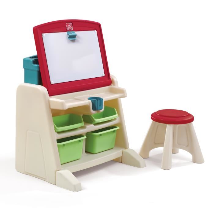 Step2 Flip & Doodle Chevalet Avec Bureau Et Tabouret Pour Enfants Table De Creativite En Plastique Avec Boîtes De Rangement