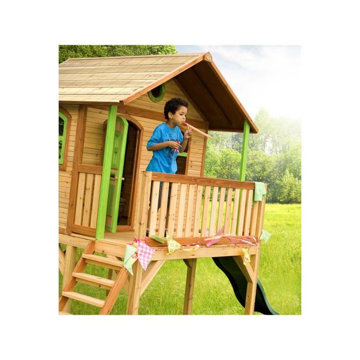 Axi Sophie Maison Enfant Avec Toboggan Vert Aire De Jeux Pour Lexterieur En Marron & Vert Maisonnette