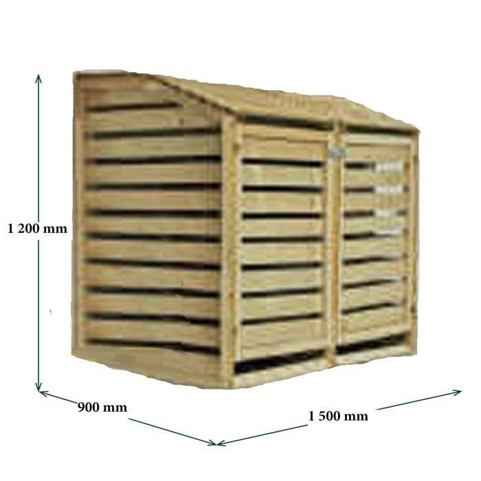 Cache Poubelle En Bois Autoclave Double 150x90x120cm Cache Et Abri Pour 2 Bacs Poubelles