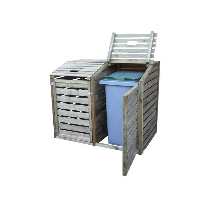 Cache Poubelle En Bois Autoclave Double 150x90x120cm Cache Et Abri Pour 2 Bacs Poubelles