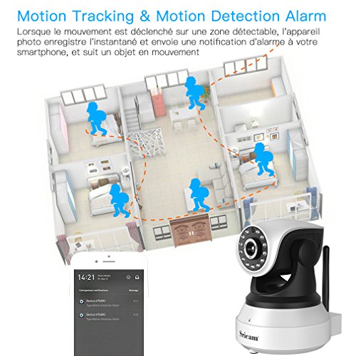 Camera Ip Sans Fil, Sricam Wifi Camera Surveillance Detection De Night Vision, 2 Voies Audio, Alerte De Detection De Mouvement, Su