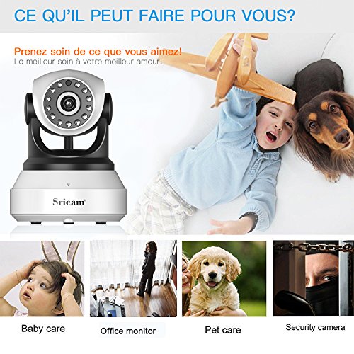 Camera Ip Sans Fil, Sricam Wifi Camera Surveillance Detection De Night Vision, 2 Voies Audio, Alerte De Detection De Mouvement, Su