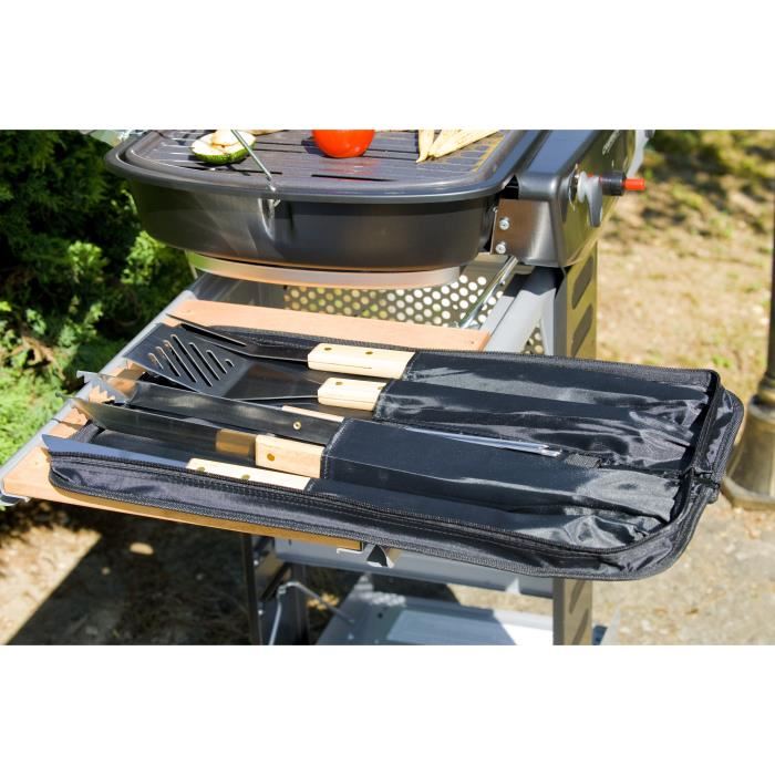 Set Barbecue Campingaz Sacoche En Tissu Avec 5 Ustensiles Metal Et Bois Noir