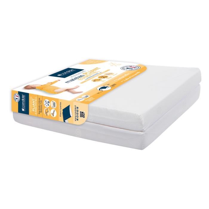 Matelas Bebe Pliant 2 Parties Candide 60x120x7cm Essentiel Fabrique En France Garantie 5 Ans