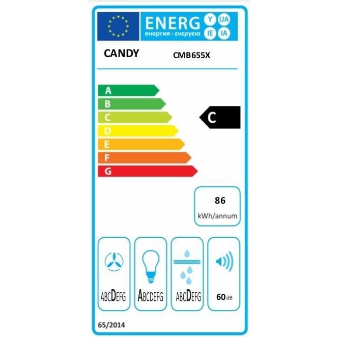 Candy Cmb655x-hotte Murale Evacuation / Recyclage-571 M3 Air / H Booste-65 Db Max-3+1 Vitesses-l 54,8 Cm-inox