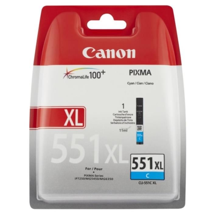 Canon Cli-551c Xl - Cyan - Cartouche D'encre - Grande Capacite Cyan