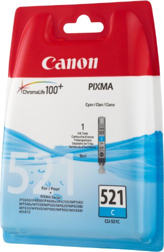Canon D'origine Canon Pixma IP 4600 X cartouche d'encre (521 C / 2934 B 001) cyan, 448 pages, 2,15 centimes par page, contenu: 9 ml
