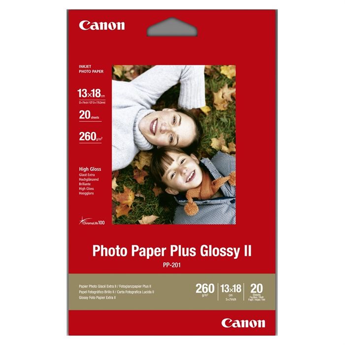 Papier Photo Plus Glossy - Canon - Pp-201 - 260g/m² - 20 Feuilles - 13x18 Cm