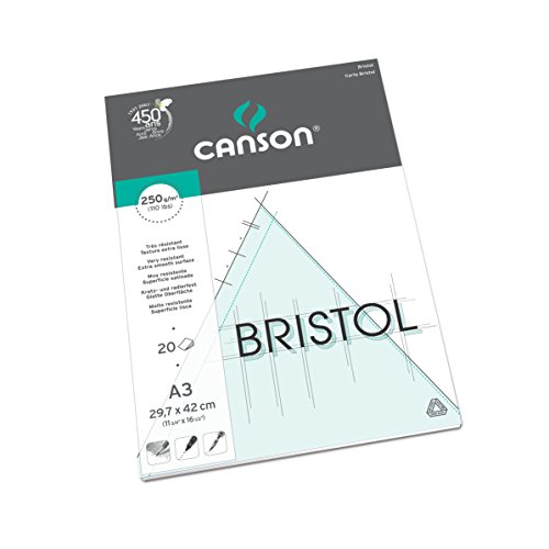 Bloc 20 Feuilles Papier Bristol A3 Canson 250g Extra Blanc