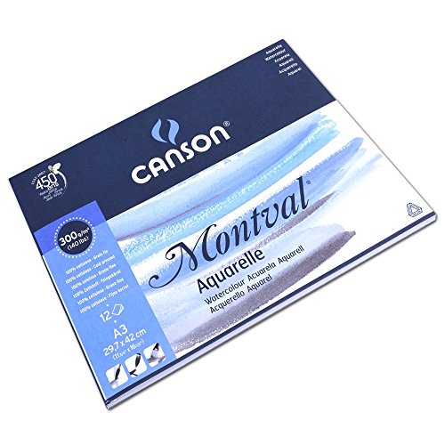 Canson Montval Papier Aquarelle A3 297 X 42 Cm 12 Feuilles Blanc Naturel