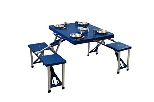 Table De Pique-nique Pliante Avec 4 Assises Rangement En Malette De 84,5 X 64,5 X 67 Cm