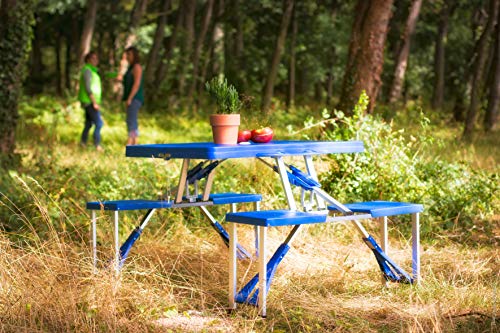 Cao Camping Table Valise Pique Nique Bleu Et Gris