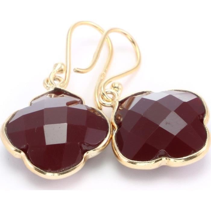 Capucine Boucles Doreilles Plaque Oronyx Rouge