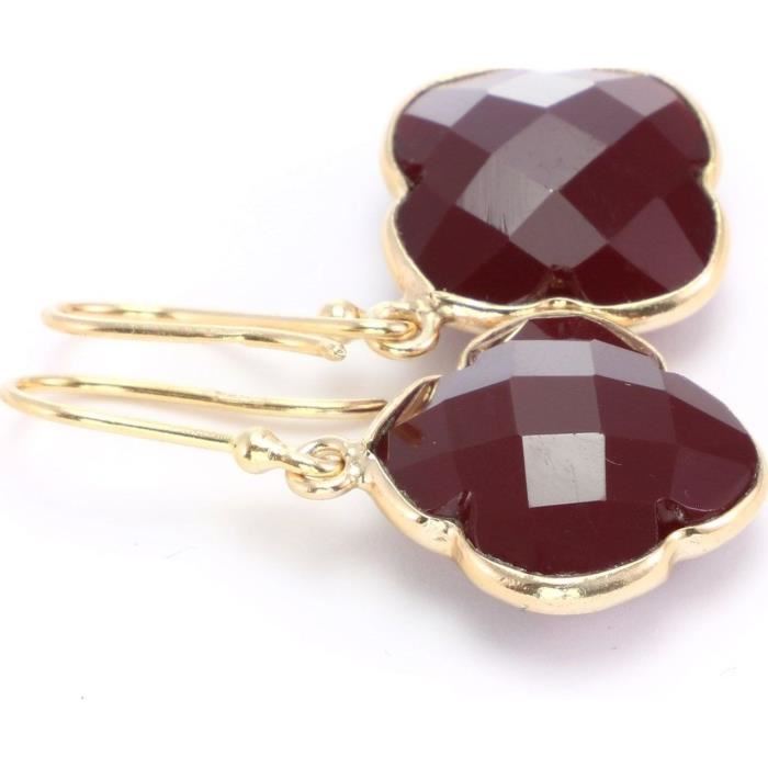 Capucine Boucles Doreilles Plaque Oronyx Rouge