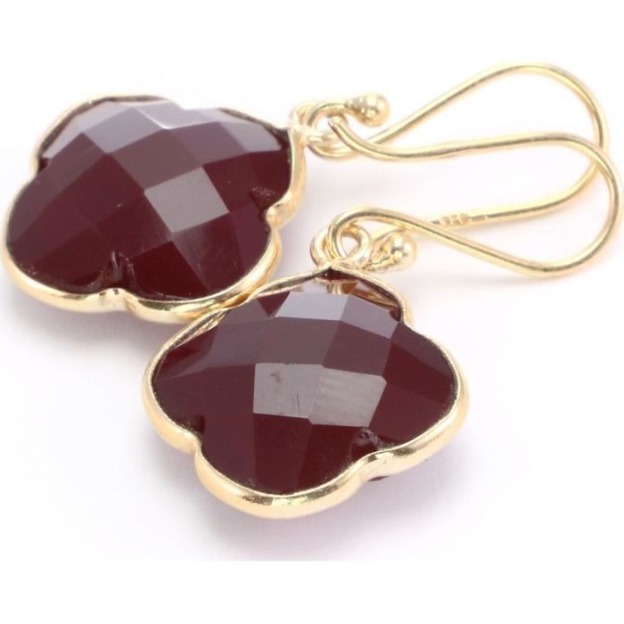 Capucine Boucles Doreilles Plaque Oronyx Rouge