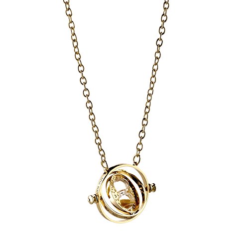 Pendentif Harry Potter Retourneur De Temps Plaque Or Medaillon 3x3 Cm Chaine 63 Cm