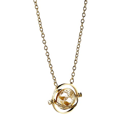 Pendentif Harry Potter Retourneur De Temps Plaque Or Medaillon 3x3 Cm Chaine 63 Cm