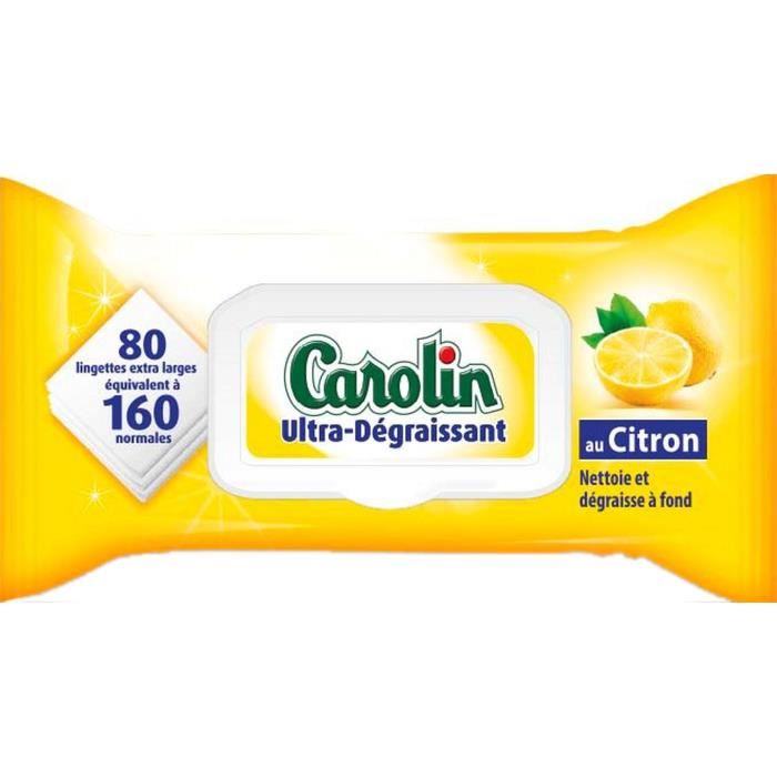 Lingettes Ultra-degraissantes Citron Carolin - Le Paquet De 80