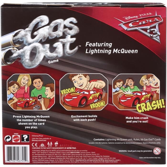 Jeu De Societe - Mattel - Cars - Gas Out Cars - Flash Mcqueen - Enfant 5 Ans Et Plus